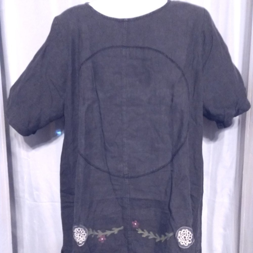 BLUE FISH Linen Tunic Hand Painted LAGENLOOK